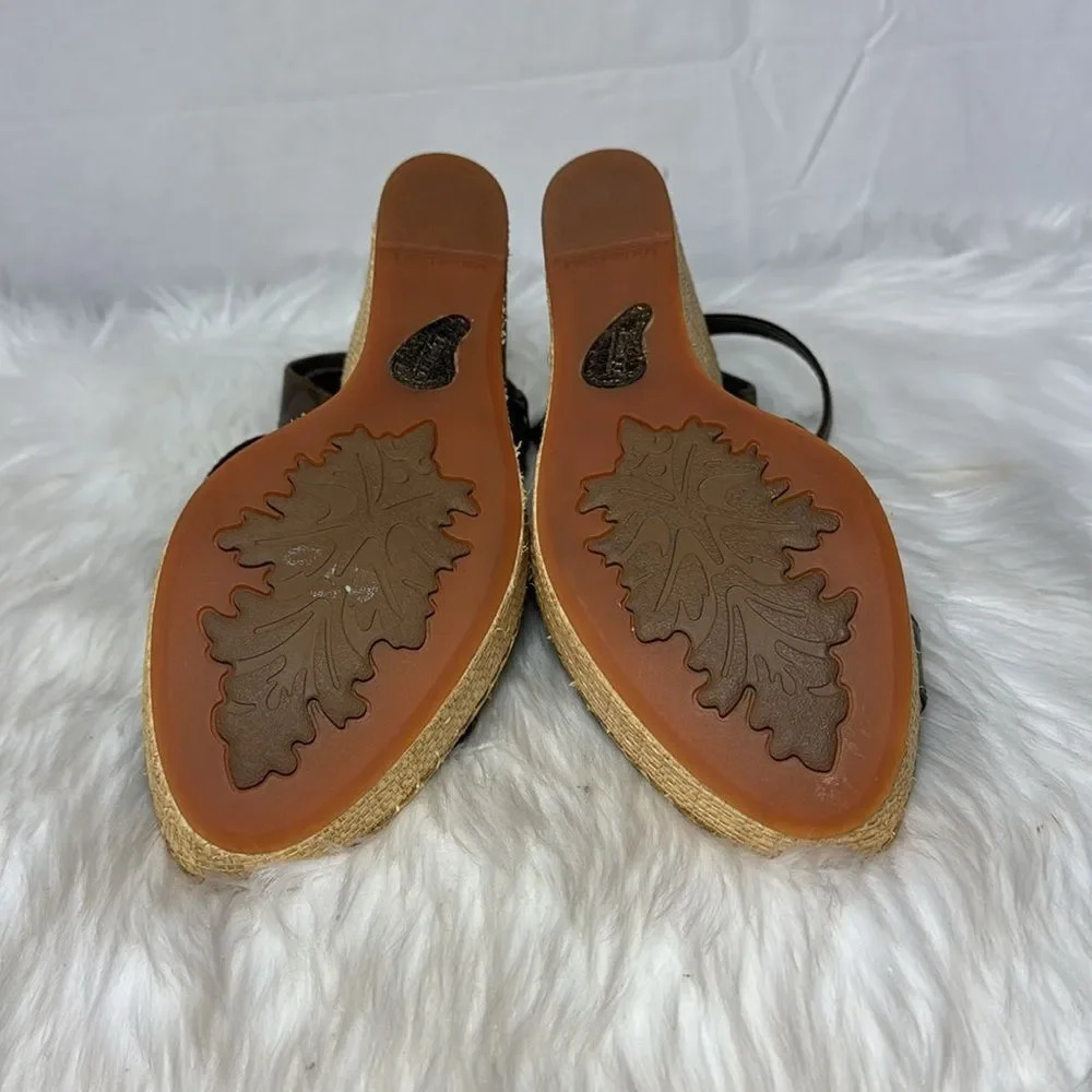 Born NWOT Bronze Metallic Leather Women's Wedge‎ Espadrille Sandals Sz 11